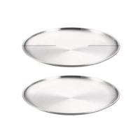 IRGVJIFR Piatti da Portata in Metallo 2 pezzi di dischi da pranzo in acciaio inossidabile, rotondi, for sputare ossa, vassoi bassi, stoviglie for frutta e carne in oro argento(2Pcs 30cm Silver)
