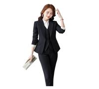 IRGVJIFR Tailleur Pantalone da Donna Completo da Donna in 3 Pezzi, Completo Ufficio, Formale, Lavoro, con Gilet, Giacca e Pantaloni per Lavoro(Black 3 Pieces Set,S)
