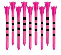 IRGVJIFR Tee da Golf Tee da Golf in plastica infrangibile a 5 Punte con Testa a Strisce marcatori a 50 Pezzi, Supporto for Palla a Basso attrito Meno Resistenza per Lo Sport(70mm Pink)