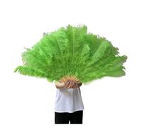 IRGVJIFR Ventaglio di Piume da Danza 1/2 Pezzi Ventaglio di Piume Colorate più ventaglio 13 Pieghevole in Osso Accessori for spettacoli teatrali per Il palcoscenico(Green,100CM 1PCS)