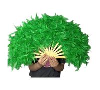 IRGVJIFR Ventaglio di Piume da Danza Grande ventaglio di Piume Rosa for spettacoli teatrali, Accessori fotografici, Pieghevole, Decorazione for Feste Matrimonio, 70x40 cm per Il palcoscenico(Green)