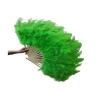 IRGVJIFR Ventaglio di Piume da Danza Ventaglio di Piume Sovradimensionato con 15 Ossa danzanti da Gioielli Decorativi Halloween per Il palcoscenico(Green)