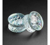 Iridescente Sirenetta Vetro Doppia Flangia Convesso Spina Orecchio Dilatatori