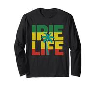 Irie Life Colori Rasta Giamaica Giamaicano Reggae Music Vibes Maglia a Manica