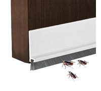 Irikdescia® Paraspifferi per porta, con spazzola per ridurre il rumore, paraspifferi a forma di H, riduzione del rumore, scopa regolabile, pulizia (bianco)