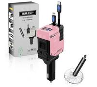 IRILEKI Retrattile Caricabatterie Auto, 4 in 1 Rapida Caricatore Auto USB C, Accendisigari USB Compatibile con iPhone/Galaxy/Pixel, Carica Batteria per Auto, con Martello di Sicurezzar Auto