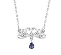 IRIRI Collana con coppia di cavalieri e principesse in argento sterling 925 Set di ciondoli con spada medievale, scudo e corona Regalo romantico di San Valentino for gli innamorati(Female)