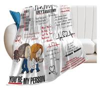 IRIRI Coperta con Lettere di Grey's Anatomy, Morbida Coperta in Pile, Soffice, Leggera e Accogliente, for Divano, Casa(80 * 120cm)