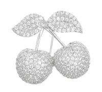 IRIRI Silver Cherry Brooch, A Luxurious Fruit-themed Brooch Adorned with Diamonds