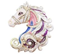 IRIRI Spilla cavallo da donna, spilla animale smaltata con cristalli e perle, gioielli mitici fantasy for giacca, cappotto, sciarpa, borsa