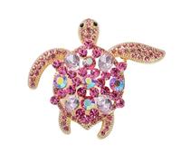 IRIRI Spilla con tartaruga blu - Tono argento con strass in cristallo color acqua - Gioielli da bavero con animali oceanici for sciarpa da donna(Rosa)