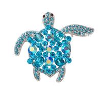 IRIRI Spilla con tartaruga blu - Tono argento con strass in cristallo color acqua - Gioielli da bavero con animali oceanici for sciarpa da donna(Blu)