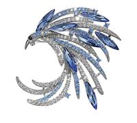 IRIRI Spilla Fenice con zirconi e cristalli - Simbolo di rinascita e prosperità, elegante spilla con piume blu for donna, regalo di gioielli di tendenza