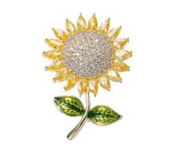 IRIRI Spilla girasole, spilla fiore in cristallo giallo tonalità oro