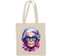 Iris Apfel - Borsa tote in cotone naturale, colore: Bianco
