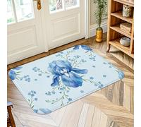 Iris Area Tappeto, Primavera Elegante Not Forget Me Floreale Primavera Blu Antiscivolo Interno Zerbino Accenti Tappeto Non Spargimento Bagno Lavanderia Cucina Ingresso Decor 2 'X 3'