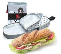 Iris Barcelona Porta panini per bambini riutilizzabile e pieghevole - Design flessibile con gomma (26 x 12 x 2,5 cm) - Interno impermeabile FOOD SAFE - Ideale per cole, escursioni, asilo (grigio)