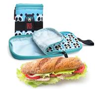 Iris Barcelona Porta panini per bambini riutilizzabile e pieghevole - Design flessibile con gomma (26 x 12 x 2,5 cm) - Interno impermeabile FOOD SAFE - Ideale per cole, escursioni, asilo (blu)