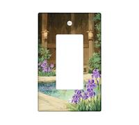 Iris - Copertura per interruttore singolo a bilanciere per bagno, lanterna Zen Nature Stone Spring in plastica verde, dimensioni standard, per soggiorno, camera da letto, decorazione per casa e