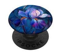 Iris Febbraio Nascita Fiore Floreale Macchiato Blu Scuro Viola PopSockets PopGrip Adesivo