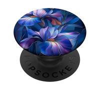 Iris Febbraio Nascita Fiore Floreale Macchiato Blu Scuro Viola PopSockets PopGrip Adesivo