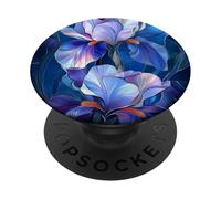 Iris Febbraio Nascita Fiore Floreale Macchiato Blu Scuro Viola PopSockets PopGrip Adesivo