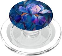 Iris Febbraio Nascita Fiore Floreale Macchiato Blu Scuro Viola PopSockets PopGrip per MagSafe