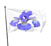 Iris Fiore Giardino Bandiera 3x5 FT Fiore Blu Viola Flora Orticoltura in Bianco Stile Realistico Poliestere Cortile Bandiere Casa Patio Prato Banner di Saluto per Interni Esterni