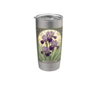 Iris Fiori Compleanno Febbraio Stile Liberty Bicchiere termico in acciaio inox doppia parete