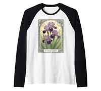 Iris Fiori Compleanno Febbraio Stile Liberty Maglia con Maniche Raglan
