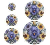 Iris Flower Pattern Retro 5 pz Coperture per ciotole lavabili in 5 dimensioni Coperture per alimenti per una freschezza duratura