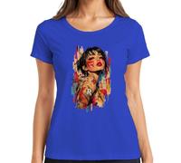 iris Fo Japanese Woman Tattoo Koi Japan Y2K - Maglietta da donna, Blu, M