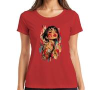 iris Fo Japanese Woman Tattoo Koi Japan Y2K - Maglietta da donna, Colore: rosso, M