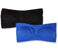 Iris & Lilly Sbcb002 reggiseno senza bretelle, Multicolore (Blk/royal), Small, Pacco da 2