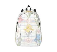 Iris & Lily - Zaino in tela con stampa a quadri, multitasche, Nero , M, Classico