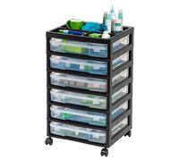 Iris Ohyama 6-Tier Cart, Black Carrello di immagazzinaggio di rotolamento degli Album di 6 Casi con la Parte, Telaio Nero