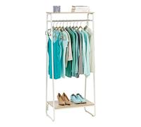 Iris Ohyama Appendiabiti in Metallo con Ripiano in Legno, 2 Livelli, Bianco, Design Moderno, Solido, Anti scivolo, Per Camera, Studio, Armadio, Abbigliamento e Scarpe, Montaggio Facile, PI-B2