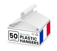 Iris Ohyama, Appendiabiti in plastica, 50 pezzi, appendiabiti per vestiti, bianco, senza BPA, armadi, camicie, cappotti, cravatte, abiti, pantaloni, spessi, resistenti, CHM-39
