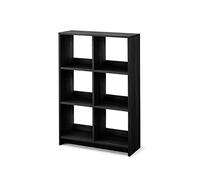 Iris Ohyama, Armadio a giorno, Libreria, Ripiano a 6 scomparti, Grande capacità, Orizzontale e verticale, Ufficio, Camera da letto, Soggiorno - Wood Open Shelf WOS-6 - Rovere nero
