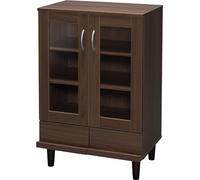 Iris Ohyama, Armadio in vetro/credenza con cassetti e ripiani/armadio in legno/armadio con ante, Ripiano regolabile in altezza 3,2 cm, Sala da pranzo cucina, soggiorno - Cabinet - KBN-9390 - Marrone