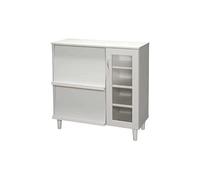 Iris Ohyama, Armadio MultiStorage/Madia con piano scorrevole e anta in vetro/Armadio in legno, Modulare,Altezza ripiano regolabile 3,2 cm, Ufficio, Casa - Cabinet - KBN-9390 - Quercia Bianco