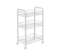 Iris Ohyama, Carrello portaoggetti, 3 livelli, su ruote, struttura robusta, 25 x 40 x 68 cm, cucina, lavanderia, bagno - Mesh Cart DMC-3 - Bianco