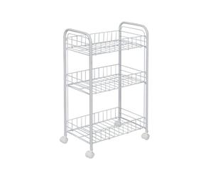 Iris Ohyama, Carrello portaoggetti, 3 livelli, su ruote, struttura robusta, 25 x 40 x 68 cm, cucina, lavanderia, bagno - Mesh Cart DMC-3 - Bianco