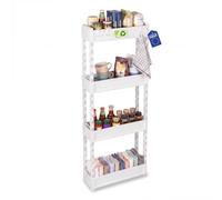 Iris Ohyama, Carrello Portaoggetti Cucina Salvaspazio 4 Piani Bianco, SRC-4 | Ottimizza lo spazio verticale grazie alle Organizzatore mobile con ruote per bagno, Ufficio, Scaffale Stretto da Cucina