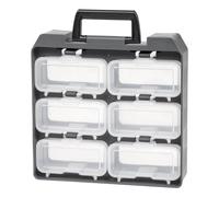 Iris Ohyama, Caso con scompartimenti, fai da te, 6 scompartimenti a vite rimovibili, con supporto per cintura, facile da trasportare, Garage - Unit Case UC-6W - Grigio / Nero