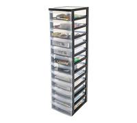 Iris Ohyama Cassettiera in Plastica con ruote, 12 Cassetti Piccoli, Nero, Maniglie facili da tirare, Organizzatore, Per Camera Da Letto, Bagno, Scuola e Ufficio, Senza BPA, Contenitore, DC-012
