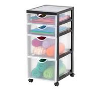Iris Ohyama Cassettiera in Plastica con ruote, 2 Grandi & 2 Cassetti Piccoli, Nero, Maniglie facili da tirare, Organizzatore, Per Camera Da Letto, Bagno, Ufficio, Senza BPA, Contenitore, DDDC-322