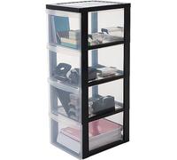 Iris Ohyama Cassettiera in Plastica con ruote, 4 Cassetti Grandi, Nero, Maniglie facili da tirare, Organizzatore, Per Camera Da Letto, Bagno, Scuola e Ufficio, Senza BPA, Contenitore, DC-304