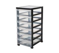 Iris Ohyama Cassettiera in Plastica con ruote, 6 Cassetti Piccoli, Nero, Maniglie facili da tirare, Organizzatore, Per Camera Da Letto, Bagno, Scuola e Ufficio, Senza BPA, Contenitore, DC-360