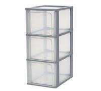 Iris Ohyama Cassettiera in Plastica, Portaoggetti, 3 Cassetti Grandi, Grigio, Apertura Facile, Formato A4, A5 e A6, Organizzatore, per Ufficio, Scuola, Cartoleria, Senza BPA, Contenitore, OCH-2300